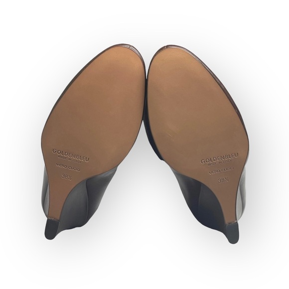 Luxe: new Goldenbleu ♔ Carly Fold Over Wedge Heel Tall Leather Boots ♔ Taupe ♔ - Picture 10 of 16